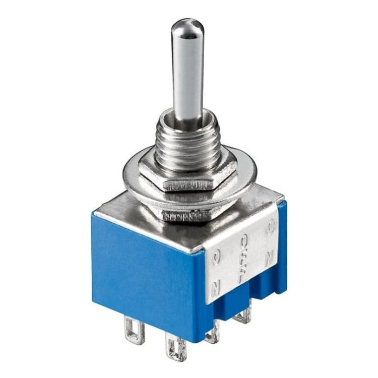 TMLSWAUA1 Goobay tuimelschakelaar miniatuur - 6 pinnen - Blauwe behuizing - 3 standen