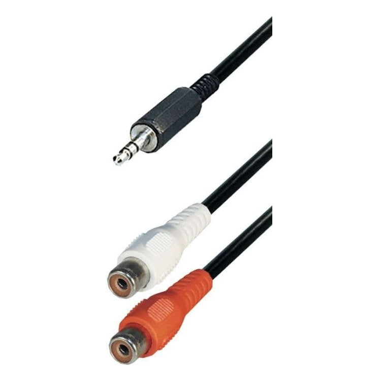 TR-A3.5M-RCAV-0.2 3,5 mm Jack (m) naar 2x RCA (v) adapter - 20 cm - Zwart