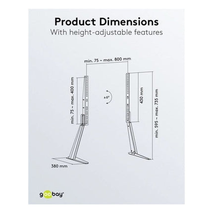 TVB-32-70 Goobay TV tafelstandaard - Tot 70 inch - 59.5-73.5 cm hoog