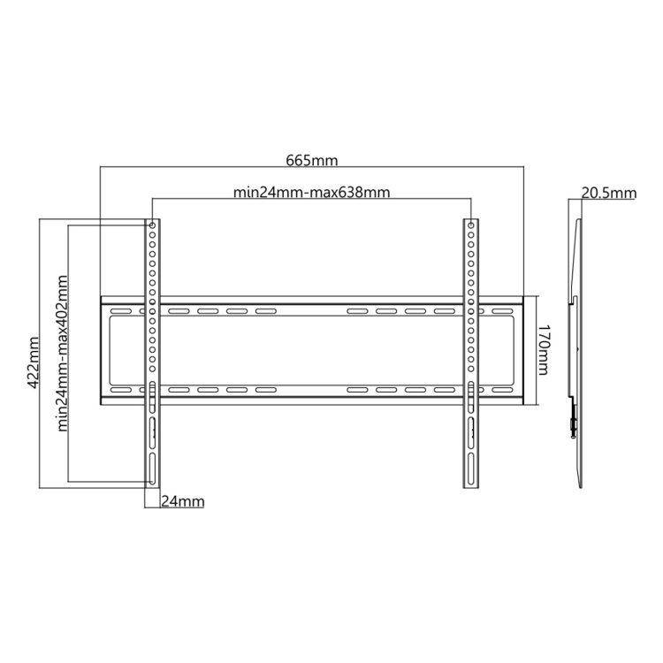 TVB-37-70-F Goobay vaste TV muurbeugel - Tot 70 inch - Muurafstand 2.05 cm