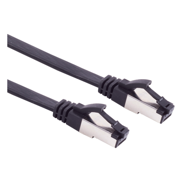 UFF-C8C-7.5-ZW 7.5 meter Cat 8 U/FTP (PiMF) platte netwerkkabel - 100% koper