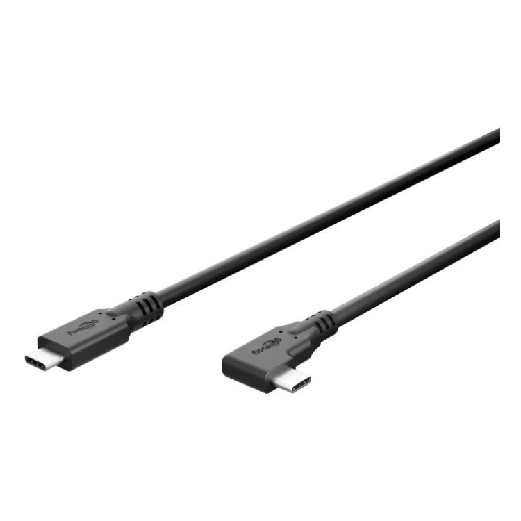 USB-C-3-5g-60w-H-2 2 meter USB-C Kabel Haaks (90°) - USB 3.0 - 60W - 5 Gbit/s - Zwart