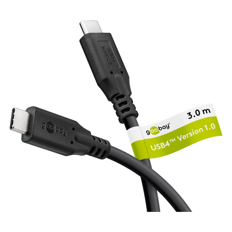 USB-C-4.0-20g-100w-3 USB 4 kabel - USB C - PD 100 watt - 4K/60Hz video - USB 4.0 - 20 Gbit - 3 meter