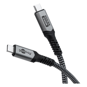 USB-C-4.0-40g-240w-T1.8 USB 4 kabel - USB C - PD 240 watt - 8K/60Hz video - USB 4.0 - 40 Gbit - Textiel - 1.8 meter