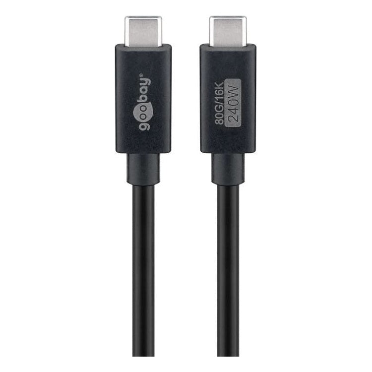 USB-C-4.0v2-1.2 USB 4 v2 kabel - USB C - PD 240 watt - 16K/60Hz video - USB 4.0 v2 - 80 Gbit - 1.2 meter