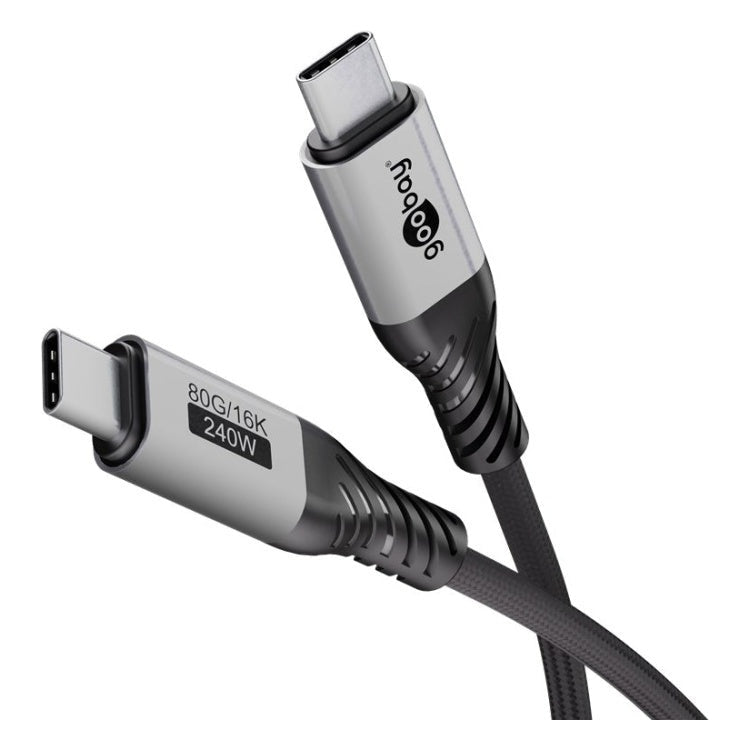 USB-C-4.0v2-1.5 1,5 meter USB-C Kabel - USB4 Versie 2.0 - 240W - 80 Gbit/s - Zwart/Zilver