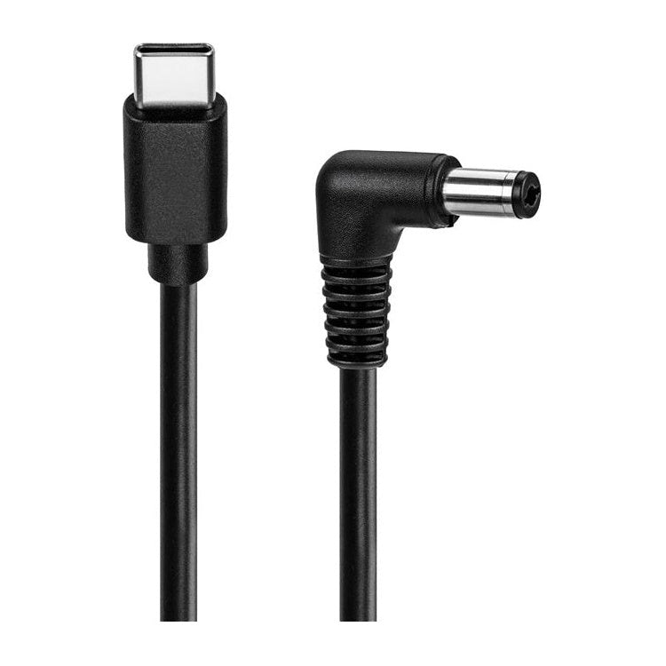 USB-C-5.52.5V-1.5 1,5 meter USB-C naar DC Kabel - 5V/3A - 2,5 x 5,5 mm - Zwart - Koper