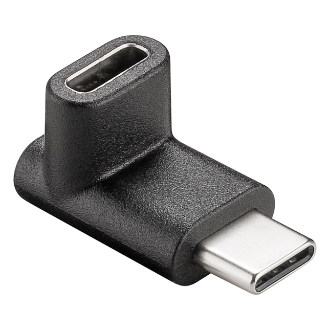 USB-C-90-D USB-C naar USB-C adapter - USB 3.1 - Tot 10 Gbit/s - Zwart - PD 60 watt - Haaks naar boven/onder