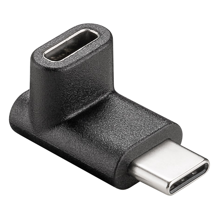 USB-C-90-D USB-C naar USB-C adapter - USB 3.1 - Tot 10 Gbit/s - Zwart - PD 60 watt - Haaks naar boven/onder