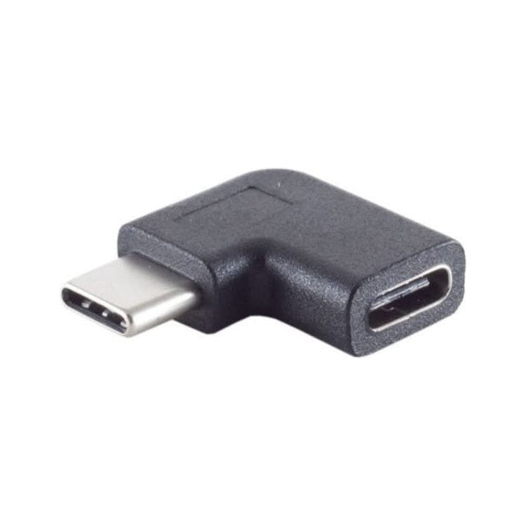 USB-C-90 USB-C naar USB-C koppelstuk - USB 3.1 - Tot 10 Gbit/s - Zwart - PD 100 watt - Haaks naar link/rechts