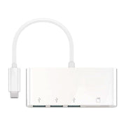 USB-C-CR/H USB 3.0 hub met cardreader - USB C aansluiting naar 3x USB A - 15 cm - Wit