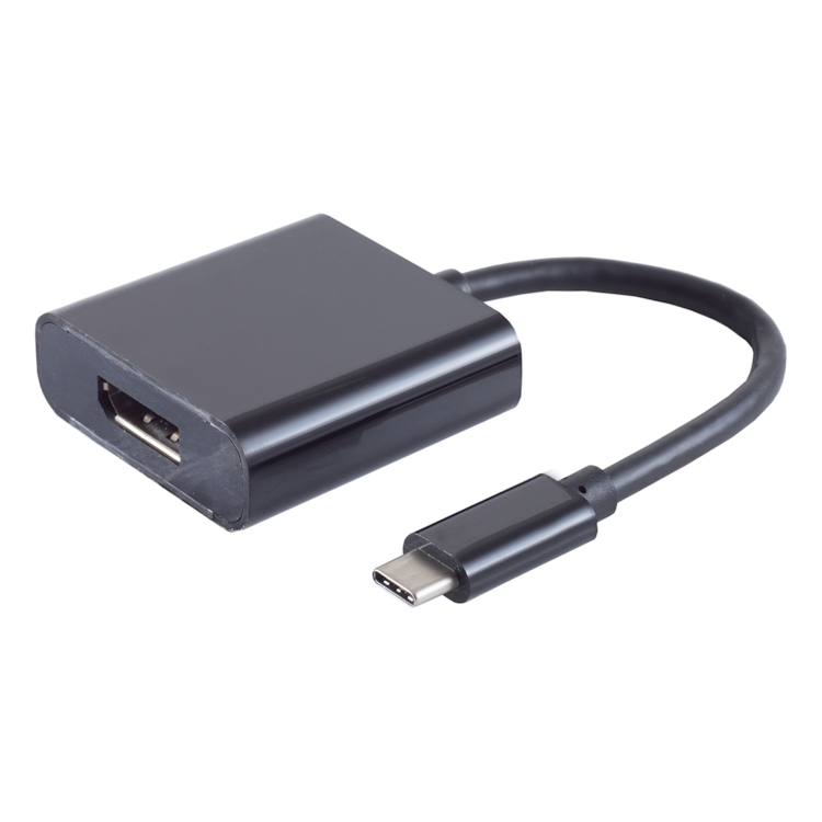 USB-C-DP 10 cm USB C naar DisplayPort 1.4 adapter - 4K/60Hz - Zwart