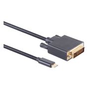 USB-C-DVI-D-30Hz-3 USB-C naar DVI-D Dual link kabel - Met DP Alt Mode (1929 x 1200) - 3 meter - Zwart - Verguld