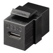 USB-C-KS-ZW USB C keystone - USB C female naar USB C female USB 3.2 - 10 Gbit - PD 100 watt - Zwart
