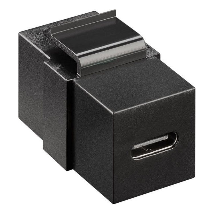 USB-C-KS-ZW USB C keystone - USB C female naar USB C female USB 3.2 - 10 Gbit - PD 100 watt - Zwart