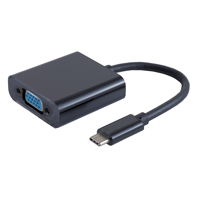 USB-C-VGA USB-C naar VGA kabel - 10 cm - Zwart
