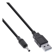 USB2.0-3.51.35V-2 2 meter USB-A naar DC-Plug Voedingskabel - 3,5 x 1,35 mm - 5V/3A - Zwart