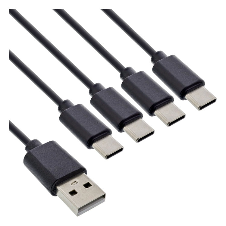 USB2.0-4in1-1+4x-ZW 1 meter USB 4-in-1 Y-laadkabel - USB-A naar 4x USB-C