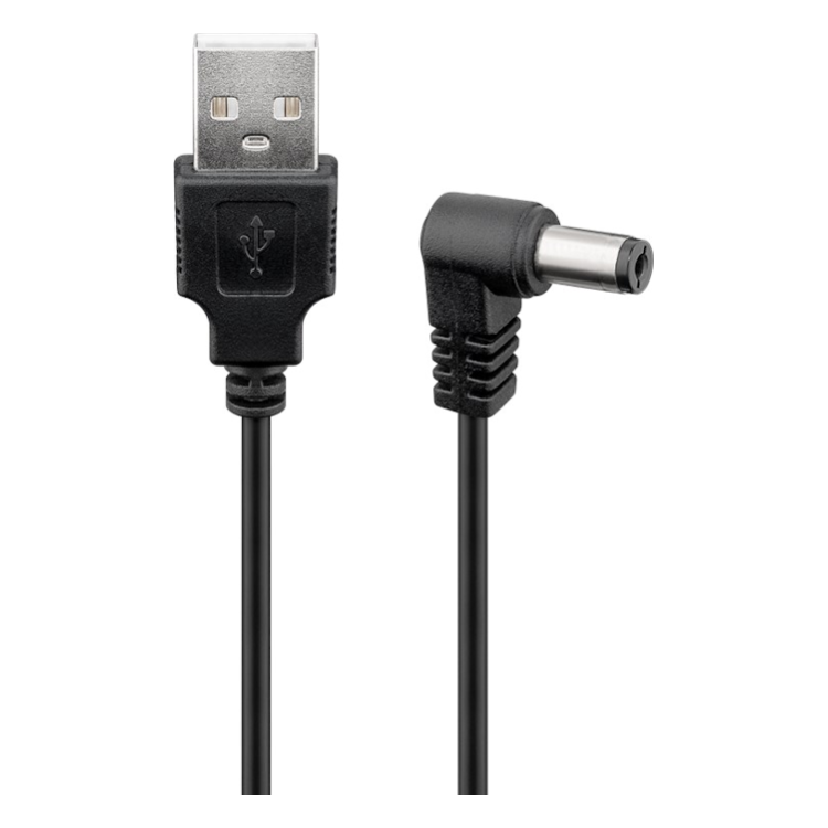 USB2.0-5.52.5V-1 1 meter USB A naar DC voedingsstekker (5.5x2.5 mm) haaks