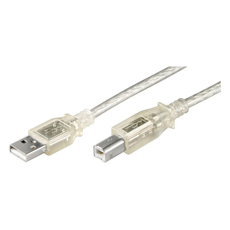 USB2.0-AB-1.8-T USB A naar USB B kabel - USB 2.0 - 1.8 meter - Transparant