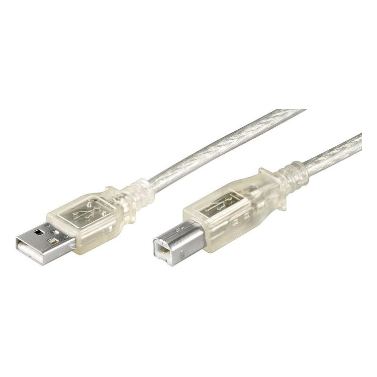 USB2.0-AB-1-T USB A naar USB B kabel - USB 2.0 - 1 meter - Transparant