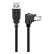 USB2.0-AB-H-3 3 meter USB A naar USB B kabel haaks naar beneden - USB 2.0 - Zwart