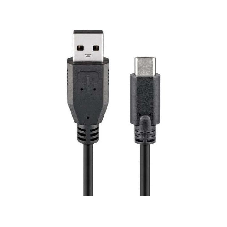 USB2.0-C-0.1 USB 2.0 snellaadkabel met Sync, 15 Watt - USB A naar USB C - 10 cm, Zwart