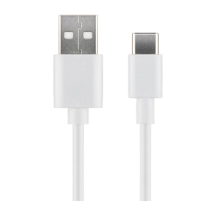 USB2.0-C-2-W USB 2.0 snellaadkabel met Sync, 15 Watt - USB A naar USB C - 2 meter, Wit (S-CONN)