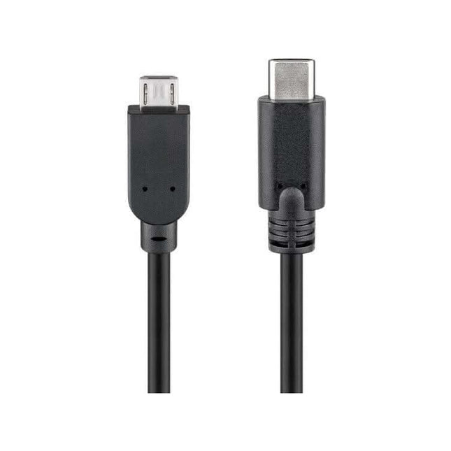 USB2.0-MC-C-0.2 20 cm Micro-USB naar USB-C laadkabel met Sync - USB 2.0 - Zwart - Goobay