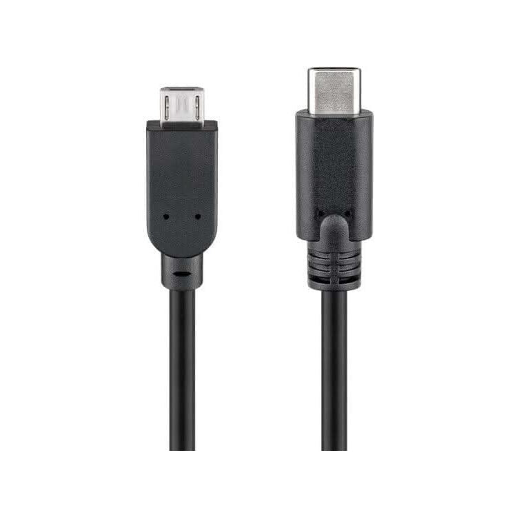 USB2.0-MC-C-3 3 meter Micro-USB naar USB C Snellaadkabel met Sync - USB 2.0 - Zwart - S-conn