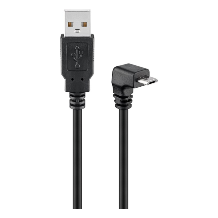 USB2.0-MC-H-1.8 USB-A naar Micro-USB kabel 90° omhoog - 1,8 meter - Zwart - USB-2.0 - Goobay