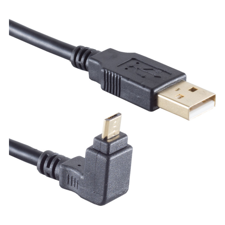 USB2.0-MC-H-1 USB-A naar Micro-USB kabel 90° omhoog - 1 meter - Zwart - USB-2.0 (S-CONN)