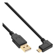 USB2.0-MC-HL-0.5 USB-A naar Micro-USB kabel: 90° horizontaal - 0.5 meter - Zwart - USB-2.0 (InLine®)