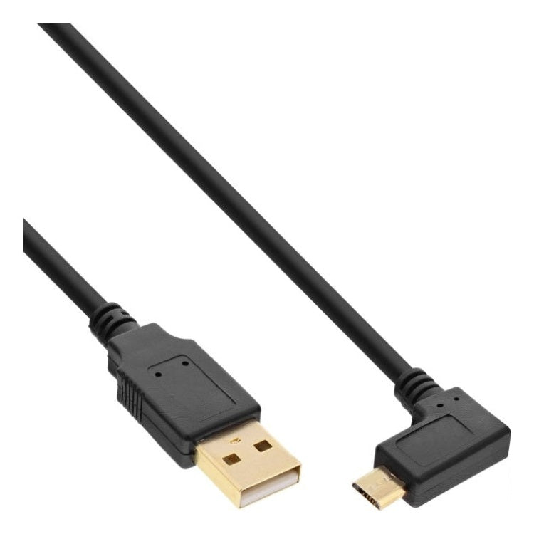 USB2.0-MC-HL-1 USB-A naar Micro-USB kabel: 90° horizontaal - 1 meter - Zwart - USB-2.0 (InLine®)