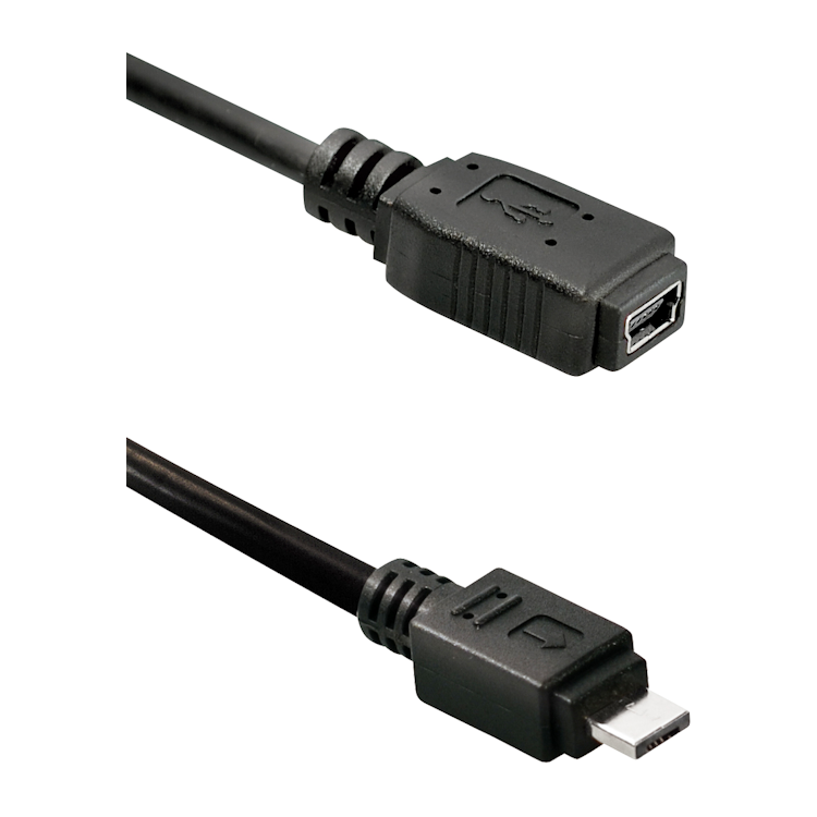 USB2.0-MC-MN-0.2 Transmedia Micro-USB (m) naar Mini-USB (v) verloop - 20 cm - USB 2.0 - Zwart