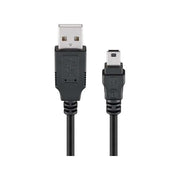 USB2.0-MN-1.8 USB A naar Mini-USB kabel - USB 2.0 - Zwart - 1,8 meter (Goobay)