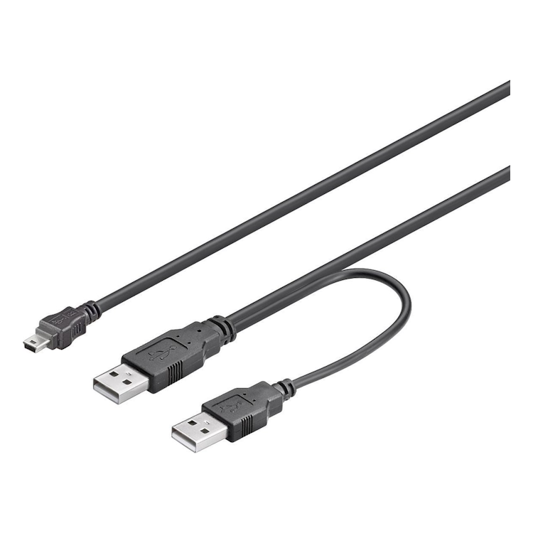 USB2.0-MN-DP-0.6 USB 2.0 Mini-USB Dual-Power data & voedingskabel - 0.6 meter