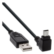 USB2.0-MN-HB-0.5 USB-A naar Mini-USB kabel 90° omhoog - 50 cm - Zwart - USB-2.0 - InLine®