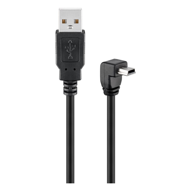 USB2.0-MN-HB-1.8 USB-A naar Mini-USB kabel 90° omhoog - 1,8 meter - Zwart - USB-2.0 - Goobay®