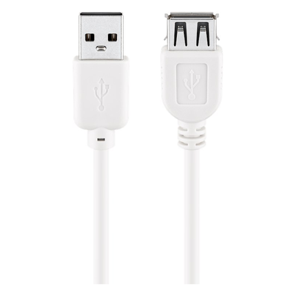 USB2.0-V-0.3-WT USB 2.0 verlengkabel - Male USB A naar female USB A - 30 centimeter - Wit