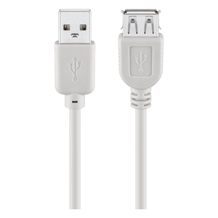 USB2.0-V-1.8-G USB 2.0 verlengkabel - Male USB A naar female USB A - 1,8 meter - Grijs