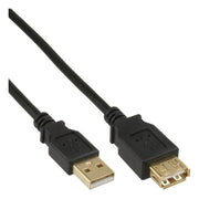 USB2.0-V-1-GP USB 2.0 verlengkabel Verguld - Male USB A naar female USB A - 1  meter- Zwart