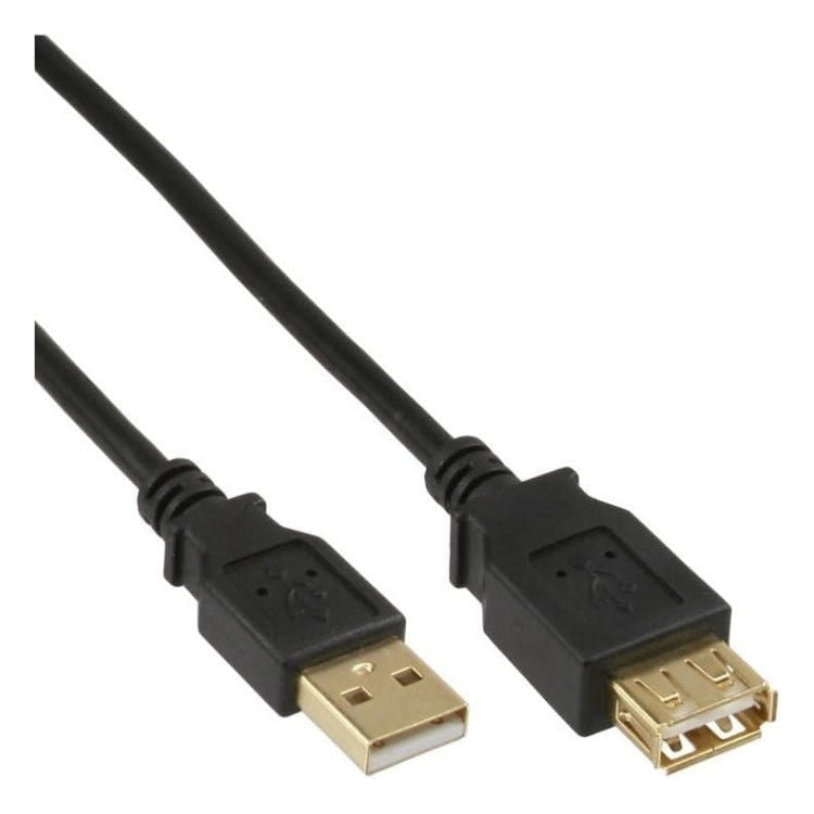 USB2.0-V-2-GP USB 2.0 verlengkabel Verguld - Male USB A naar female USB A - 2 meter- Zwart