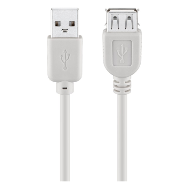 USB2.0-V-5-G USB 2.0 verlengkabel - Male USB A naar female USB A - 5 meter - Grijs