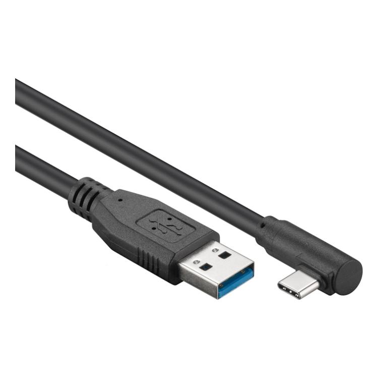 USB3.0-C-H-0.5 USB-C naar USB-A - Haaks links/rechts - USB 3.0 - 50 cm - Zwart