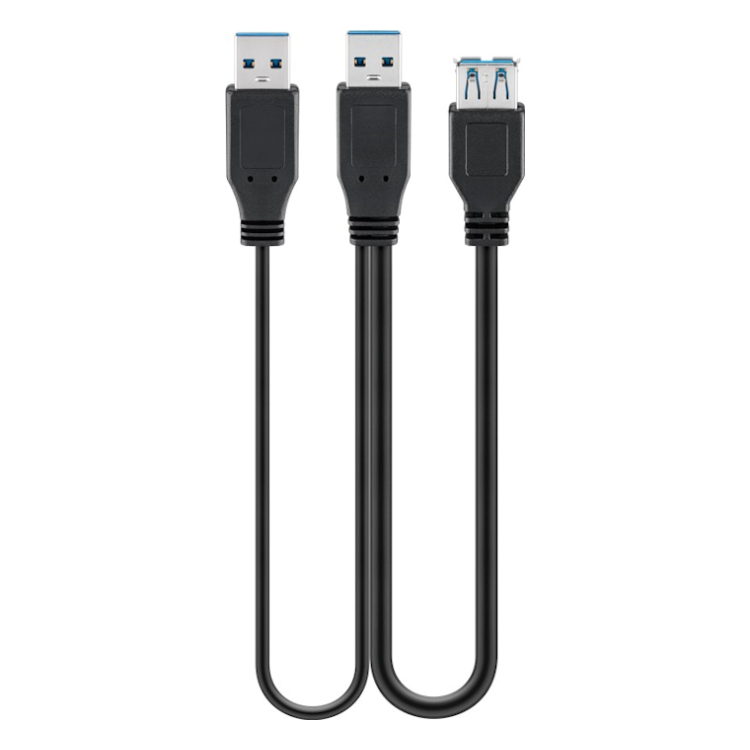 USB3.0-DP-0.3 USB 3.0 kabel - 2 x USB A (m) - 1 x USB A (v) - 30 cm - zwart