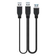 USB3.0-DP-0.3 USB 3.0 kabel - 2 x USB A (m) - 1 x USB A (v) - 30 cm - zwart