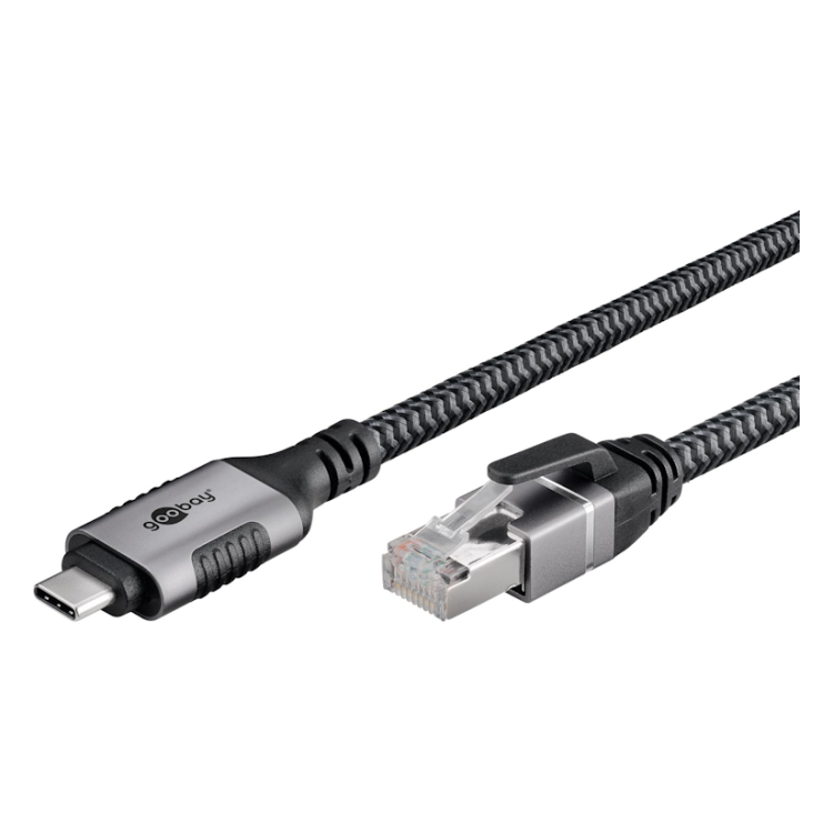 USB31C-RJ45-1.5 1,5 meter premium USB-C naar RJ45  LAN kabel - USB 3.0 - CAT6 - F/UTP - Zwart