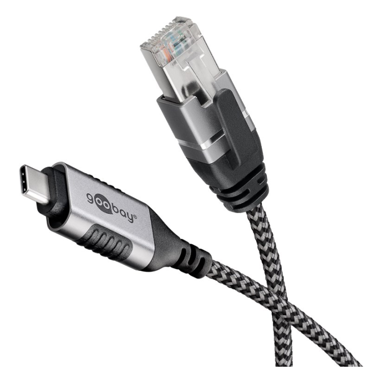 USB31C-RJ45-SLIM-2 2 meter premium Slimline USB-C naar RJ45 LAN-kabel - USB 3.0 - CAT6 - F/UTP - Zwart