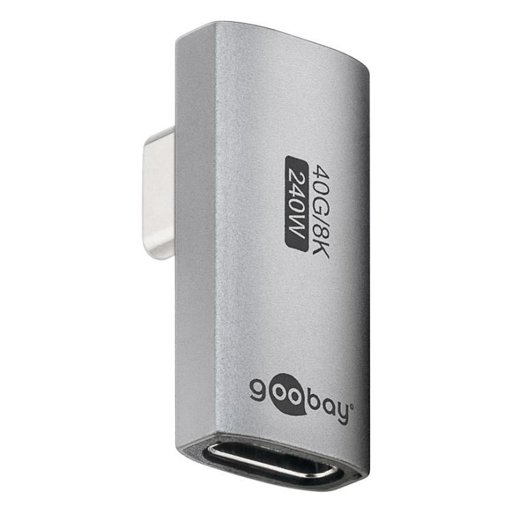 USBA-C-4.0-40g-240w-1 Haakse USB-C adapter (links/rechts gedraaid) - USB-4 - 40 Gbps - PD 240W - 8K/60 Hz - aluminium